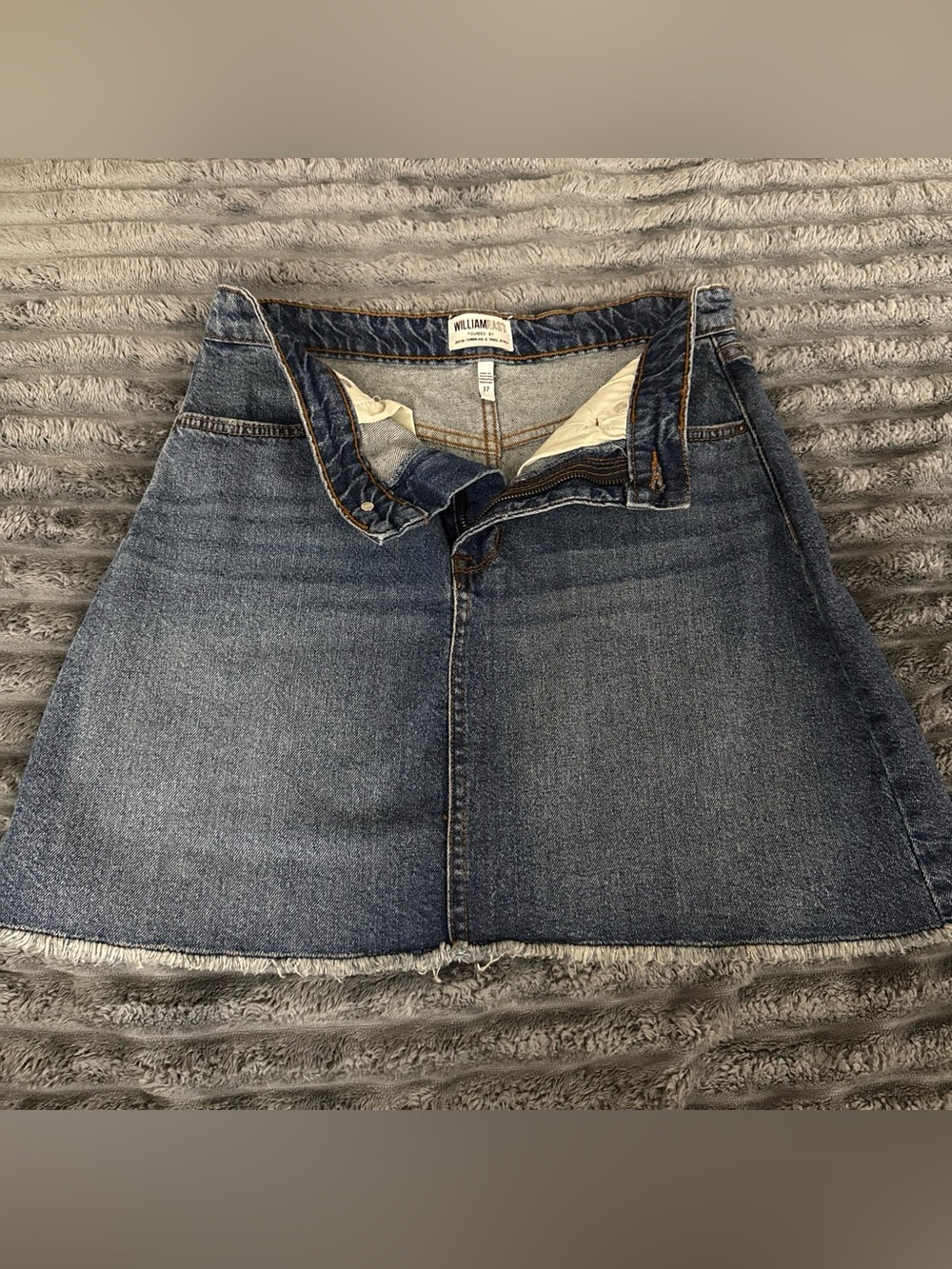 William Rast Light Blue Denim Skirt with Contrast Stitching